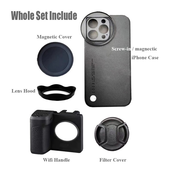 OEM Vegan Leather iPhone Case With 58mm Magnetic Filter Adapter And Shockproof Protection