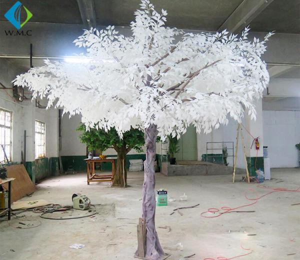 Plastic White Artificial Ficus Tree For Christmas Wedding Decoration