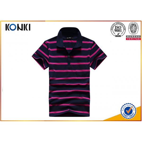 Fashion Style Custom Polo Shirt Classic Mens 100% Cotton Yarn Dyed Stripe