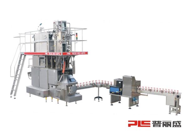 6000 PPH 200ml Prisma Aseptic Carton Filling Machine with Straw Applicator for Milk