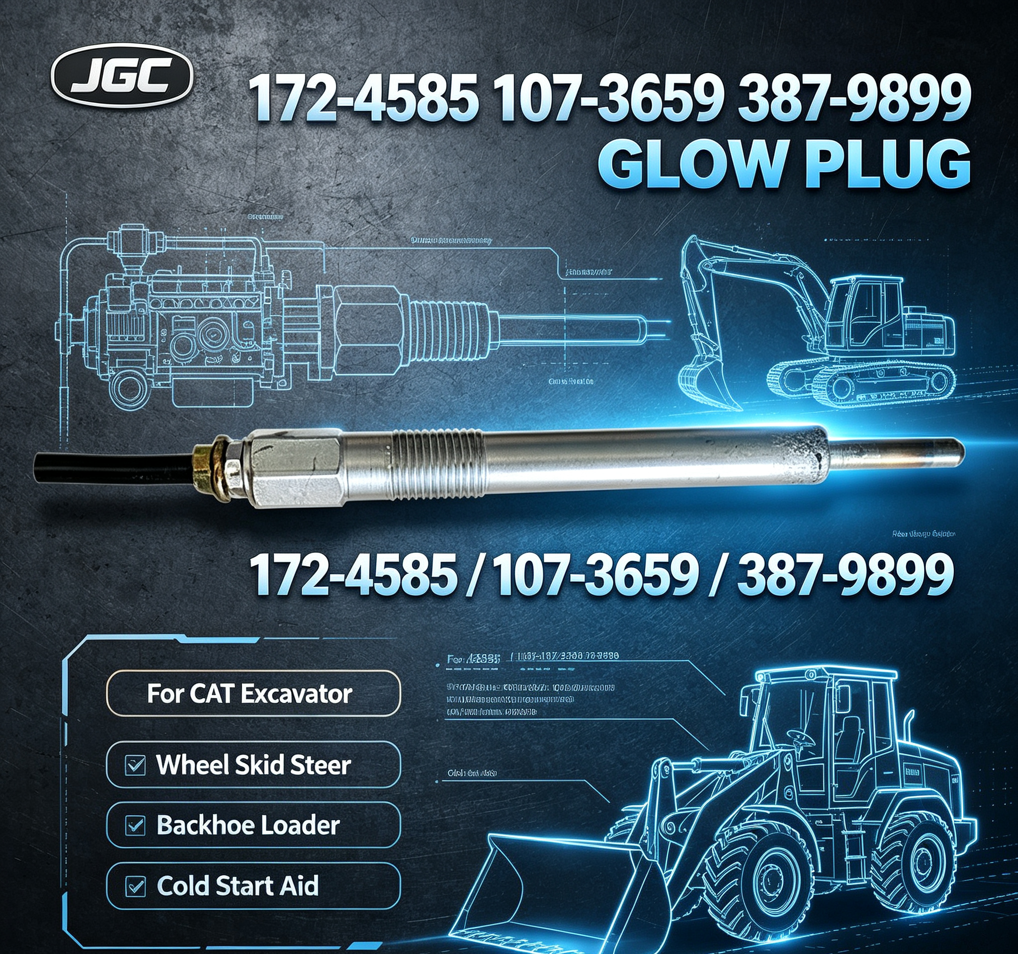 172-4585 107-3659 387-9899 Glow Plug Fitting for CAT Excavator Wheel Skid Steer Backhoe Loader