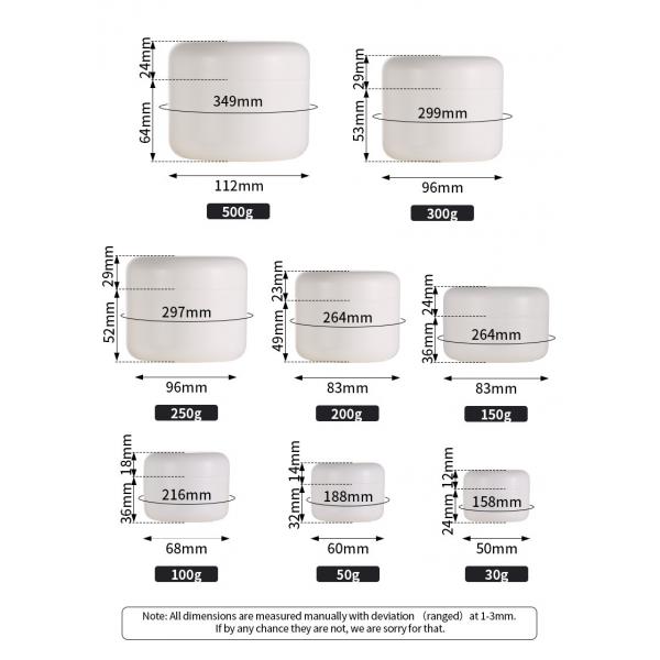 Round White Cream Packaging Jar , Body Cream 50g Cosmetic Jars