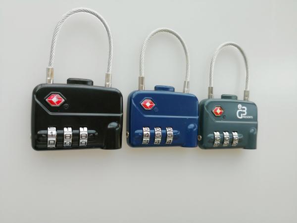Zinc Alloy TSA Cable Lock / TSA 320 3 Number Combination Cable Lock 80g