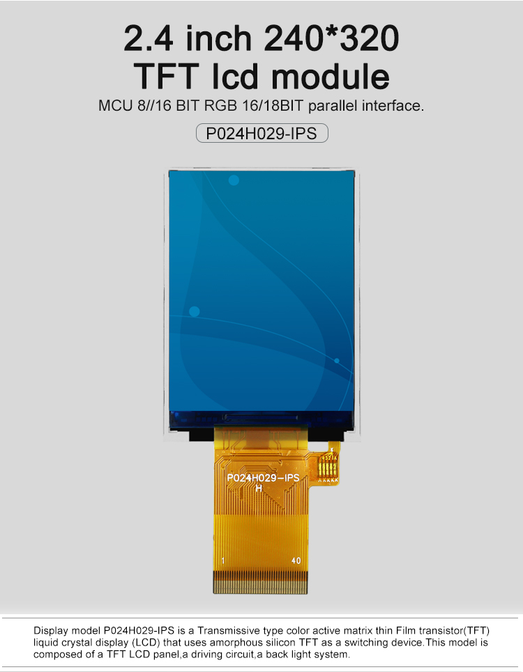 Nit Polcd 350 2,4 дисплей LCD интерфейса экрана касания 240x320 Tft дюйма 48.96mm MCU RGB