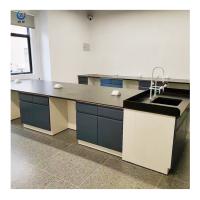 Bancos de laboratorio de química antialcalina, 2 gabinetes Bancos de trabajo de laboratorio de 75x90cm