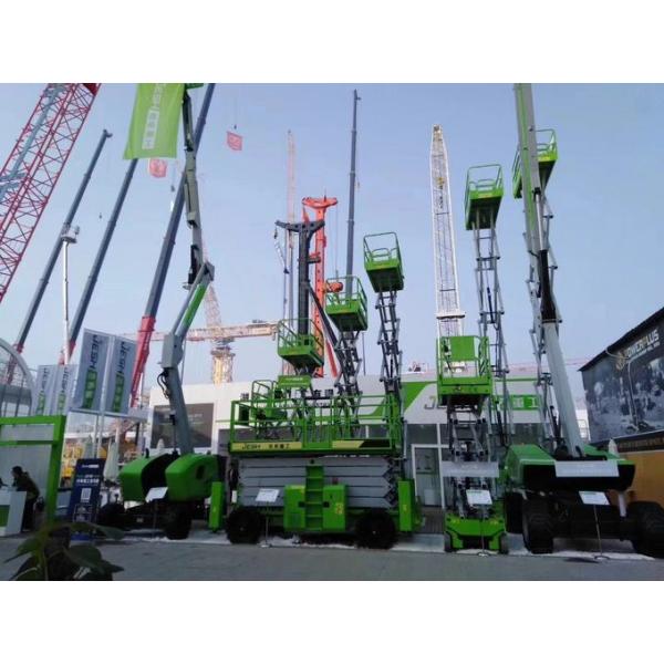 Green straight boom lift with working Height 29m for outdoor