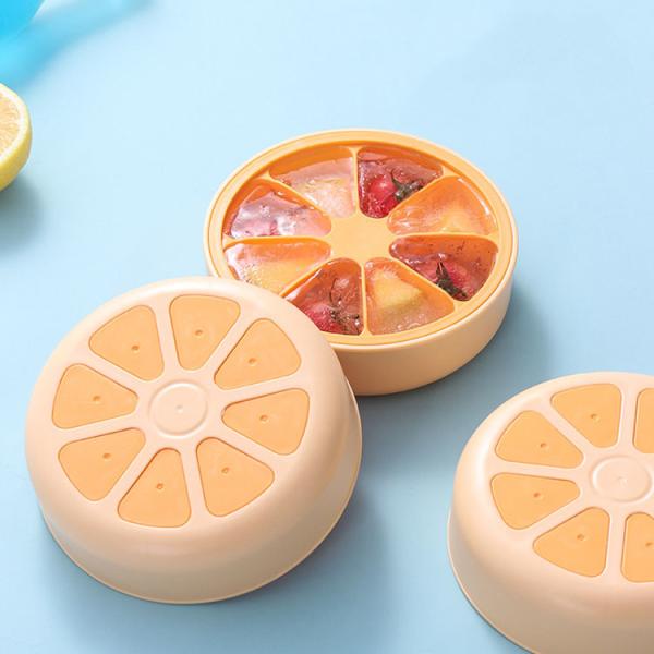 Orange 8 Cubes Tray Ice Mold With Lid Food Grade Kitchen Home DIY