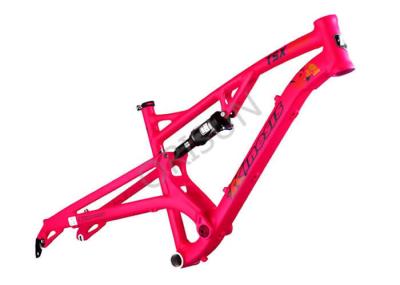 Full Suspension Trail Mountain Bike Frame Red / Yellow Color 124mm Travel