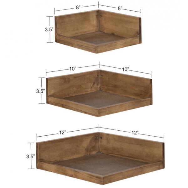 High Quantity Modern 3 Piece Solid Wood Books Photos Wall Shelf Adjustable Floating Shelve