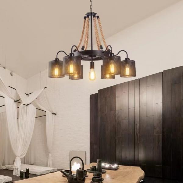 Свет американской ретро черноты пеньковой веревки интернет-кафе 8 магазина одежды просторной квартиры нордический привесной