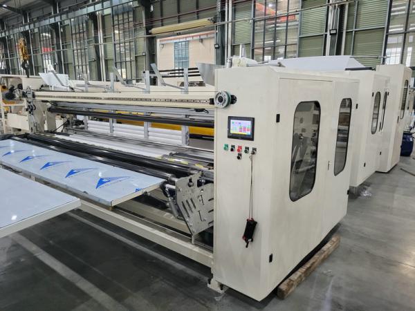 Fully Automatic Large Roll Fluffy Kitchen Towel Paper Maxi Roll Making Machine Production Line With Heat Shrink Wrapping Machine