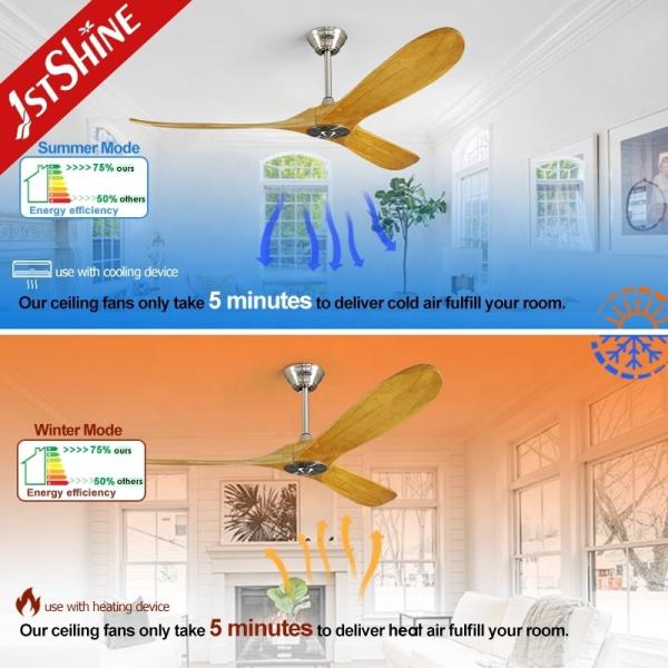 5 Velocidade de escolha com controle remoto Ventilador de teto de madeira para eficiência energética de casas interiores