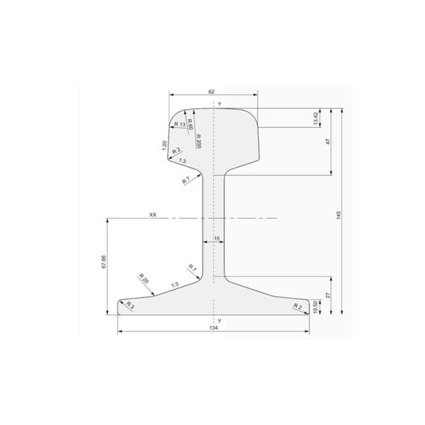 EN Standard 46E2(U33) Steel Rail  for QU100 in 6-12m Length