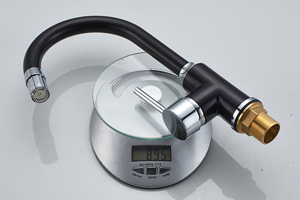 Black Painting LED Light Kitchen Faucet Single Chrome Handle ROVATE