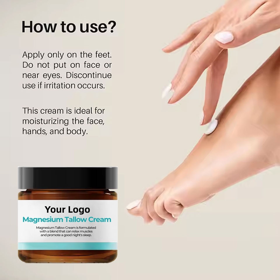 OEM ODM Brand Beauty and Skincare Products Natural Beef Fat Magnesium Relaxing Moisturizing Facial Body Foot Facial Moisturizing Cream Fragrance