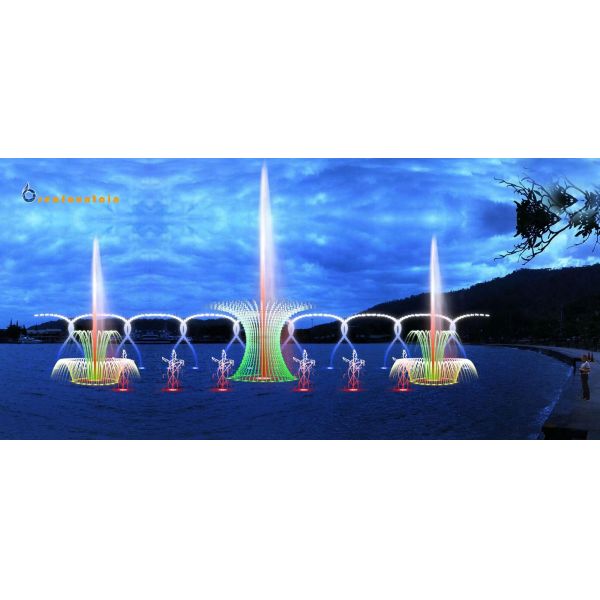 Water spray nozzles laser floating lake fountain control system