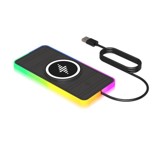 15W Car Wireless Charging Pad RGB LED Qi Apple Samsung Earbuds Non-Slip Phone Charger iPhone 17/16/15, Samsung S25