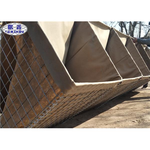 Galvanized Welded Gabion Bastion Wall , Protection Army Defensive Gabion Barrier