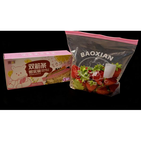 PE Food Grade Double Zip Lock Custom Printed Large Plastic Ziplock For Fruits and VegetablesStorage Waterproof