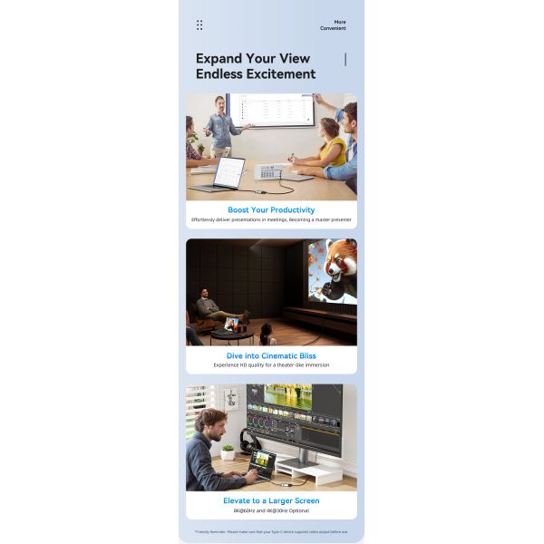 ESSAGER ES-OTG23 Cable Adaptador Convertidor USB Tipo C a HDMI 8K@60Hz 4K@30Hz