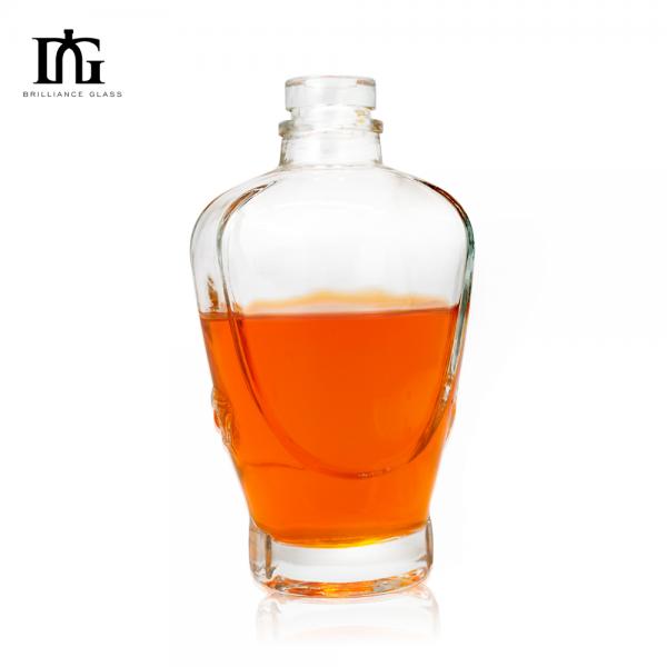 Acceptable Customer's Logo 750ml Glass Liquor Bottle for Custom Clear Round Vodka