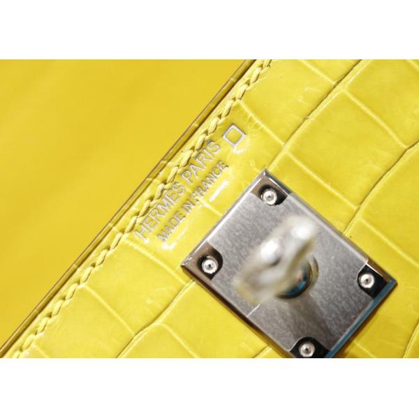 Womens Handhold Yellow 22cm Crocodile Skin Bag With Square Shape
