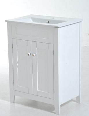 MDF Floor Mounted Bathroom Cabinets White Color with Ceramic Handles