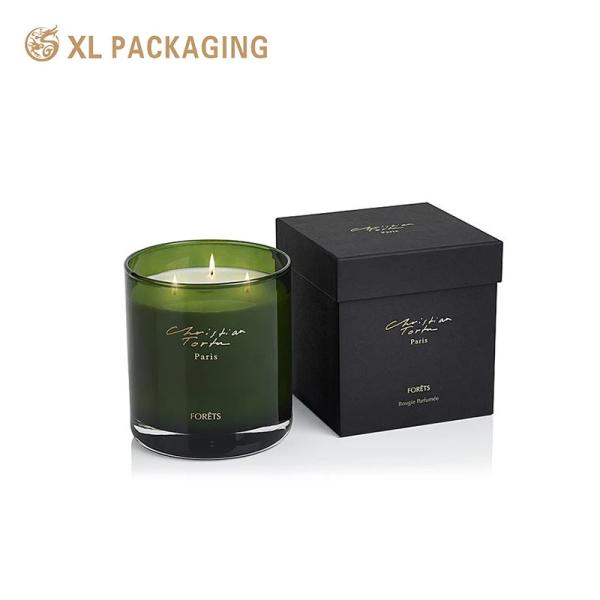 Custom Two Piece Top Base Candle Gift Box with 2mm Rigid Paperboard and Gold Foil Stamping for Fragrance Candle Jar
