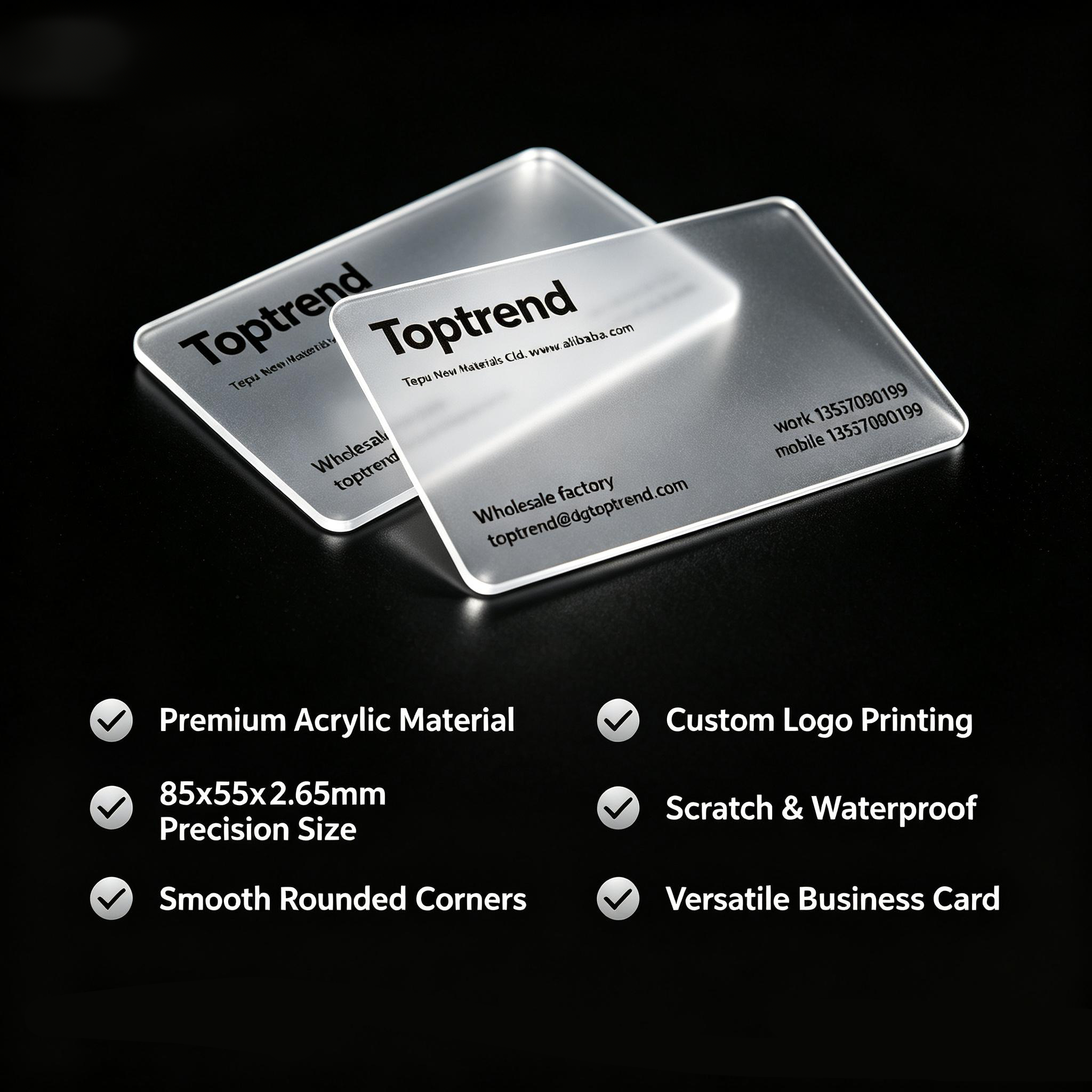Custom Clear Acrylic Business Cards Blank PMMA Visiting Cards Laser Engraved UV Print