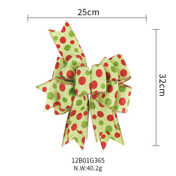 Arcos de vacaciones 2024 Big Burlap Ribbon Arcos de doble capa con cintas de alambre Impreso Arco