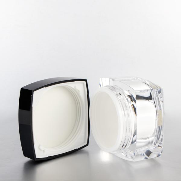 20g 30g 50g Square Acrylic Small Plastic Makeup Containers With Black Screw Lid