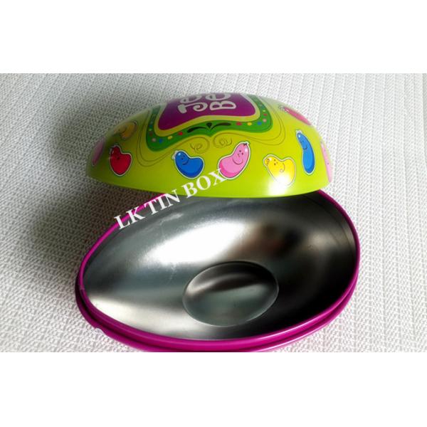 Lata de lata dada forma ovo para o feriado da Páscoa, caixas decorativas do feijão de geléia da lata