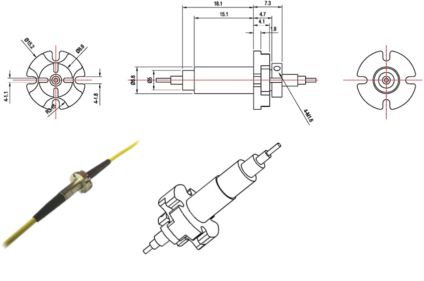 High Precision Metal Fiber Optic Rotary Joint For Radar / Electro Optical Pods