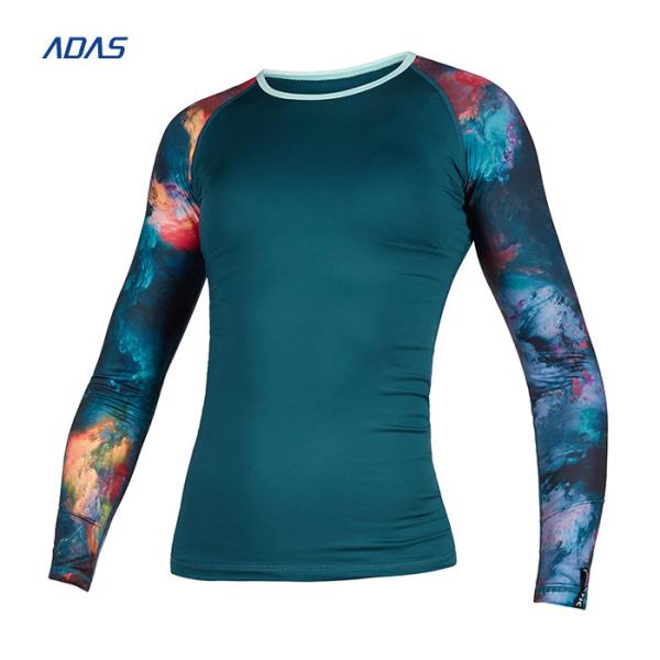 Sublimation Mens Rash Guard Long Sleeve Diving Compression Spangle Embroidery Upf Swim Shirts