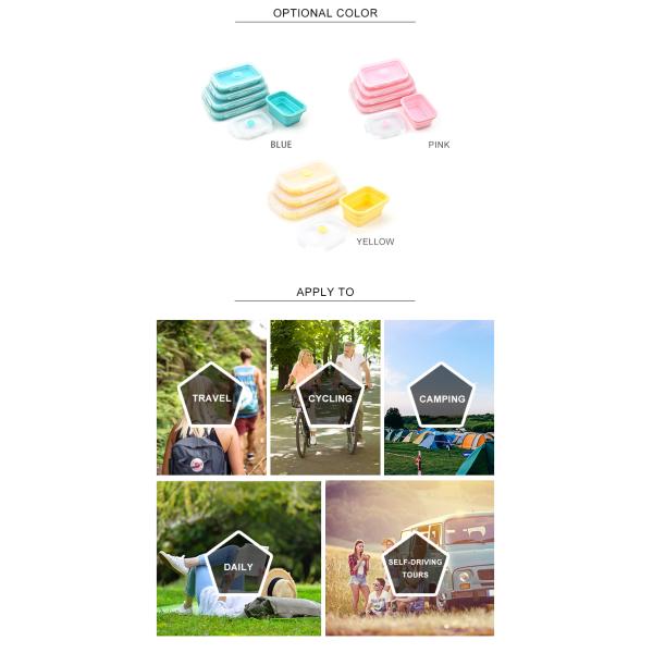 Коробка для завтрака Bpa свободная 550ml 1L 3L располагаясь лагерем складная