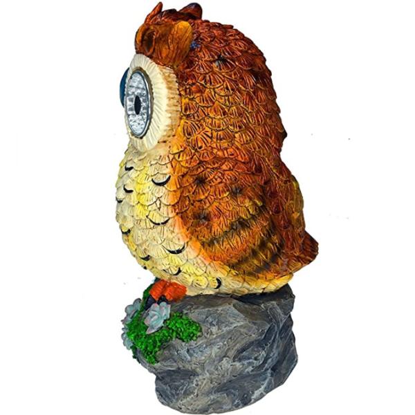 Polyresin 8 Inches Owl Animal Shaped Solar Garden Lights
