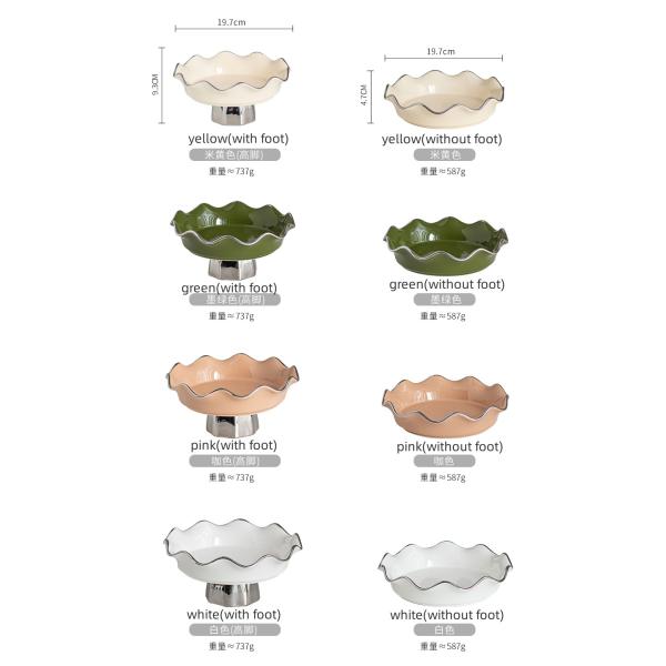 Salad Bowl European Luxury Home Decor Serving Dessert Bowls Snacks Sliver Stand Decorative Porcelain Fruit Bowl