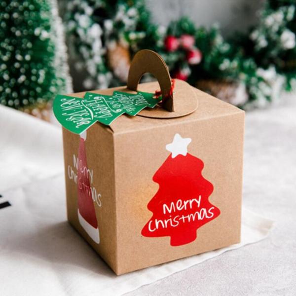 Colorful Gift Christmas Packaging Box With Lovely Pictures 9.3*9.3*9.5cm