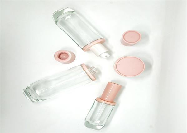 Skincare Glass Cosmetic Containers , Round Shape Cosmetic Bottles And Jars