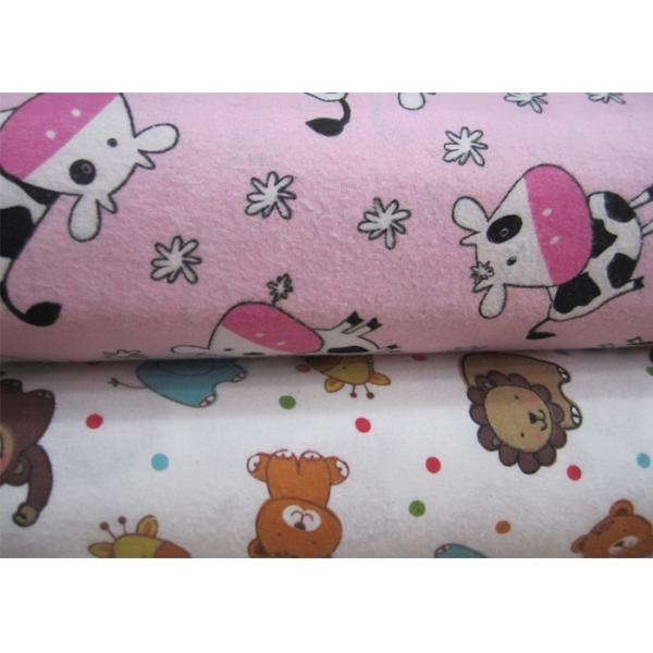Pure Organic Cotton Flannel Fabric For Pajama Cartoon Double Brushed And Printed