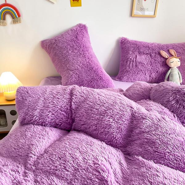 Двойная королева король твердый цвет утолщенный теплый винк бархатный 4 шт.