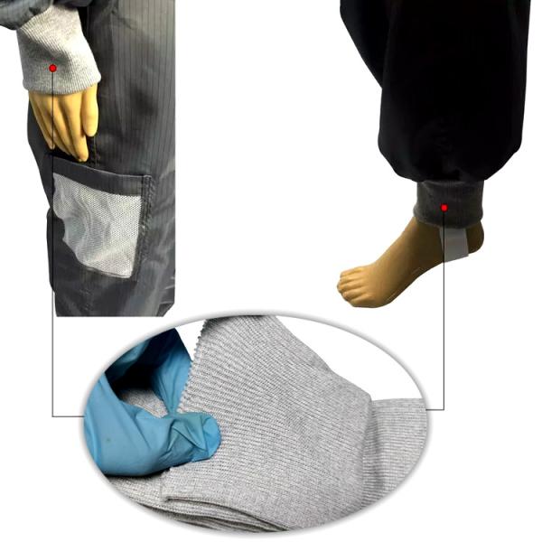 7cm Width Polyester Spandex Carbon Woven Fabric For Class 10000 Cleanroom