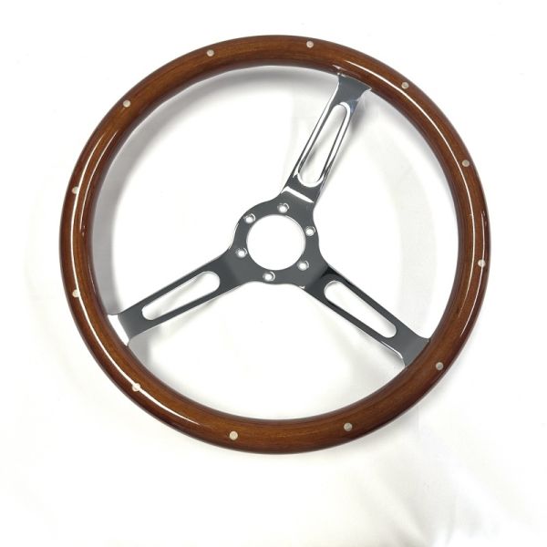 Riveted Mahogany Wood Steering Wheel 15 Inch For Automotive Restoration