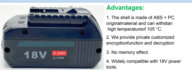 замена батареи Bosch 18v батареи лития электрического инструмента Лайфпо4 3ah 4ah 5ah 6ah