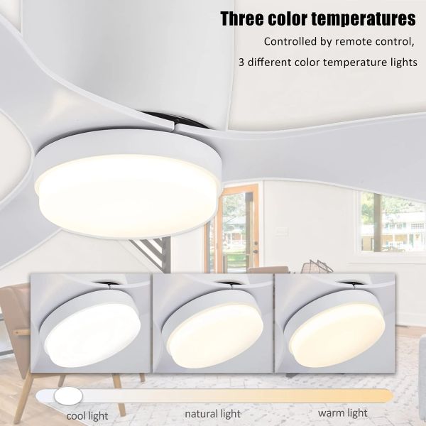 DC motor Large Air Volume Remote Control for Kitchen Bedroom Dining room Modern Ceiling Fan with LED Light (WH-VLL-34)