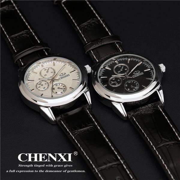 Fashion Wristwatches L005C Black White Stainless Steel Caseback Gift Watches Wholesale Price Leather Men Watch