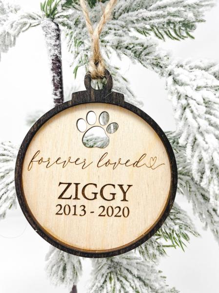 Personalized Dog Cat Pet Memorial Ornament Baltic Birch Wood Layered