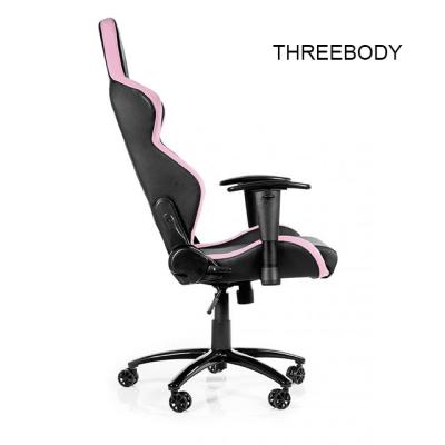 Black And Pink Racing Gaming Chair With Adjustable Neckrest And Lumbar Support