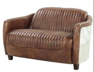 Industrial Style Home Leather Couch Wooden Frame Aviator Furniture aluminum sofa aviator sofa