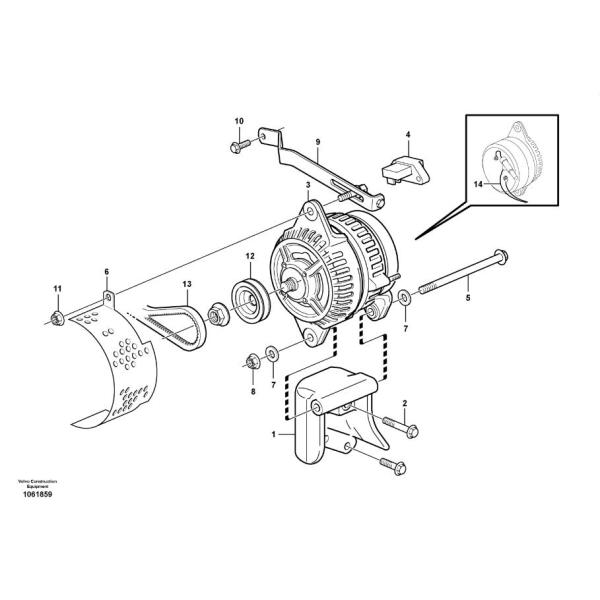 Части ЭК360 экскаватора альтернатора ВОЭ11170321 Вольво Вольво запасные на 3 месяца гарантии